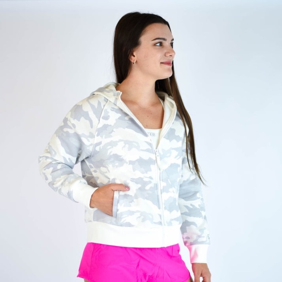 FLEO Platform Full-Zip Hoodie White Camo Medium Activewear Zip-Up - Picture 5 of 13